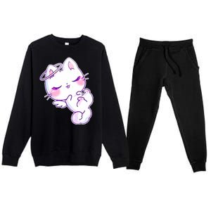 Cute Kitten Angel Premium Crewneck Sweatsuit Set