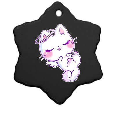 Cute Kitten Angel Ceramic Star Ornament