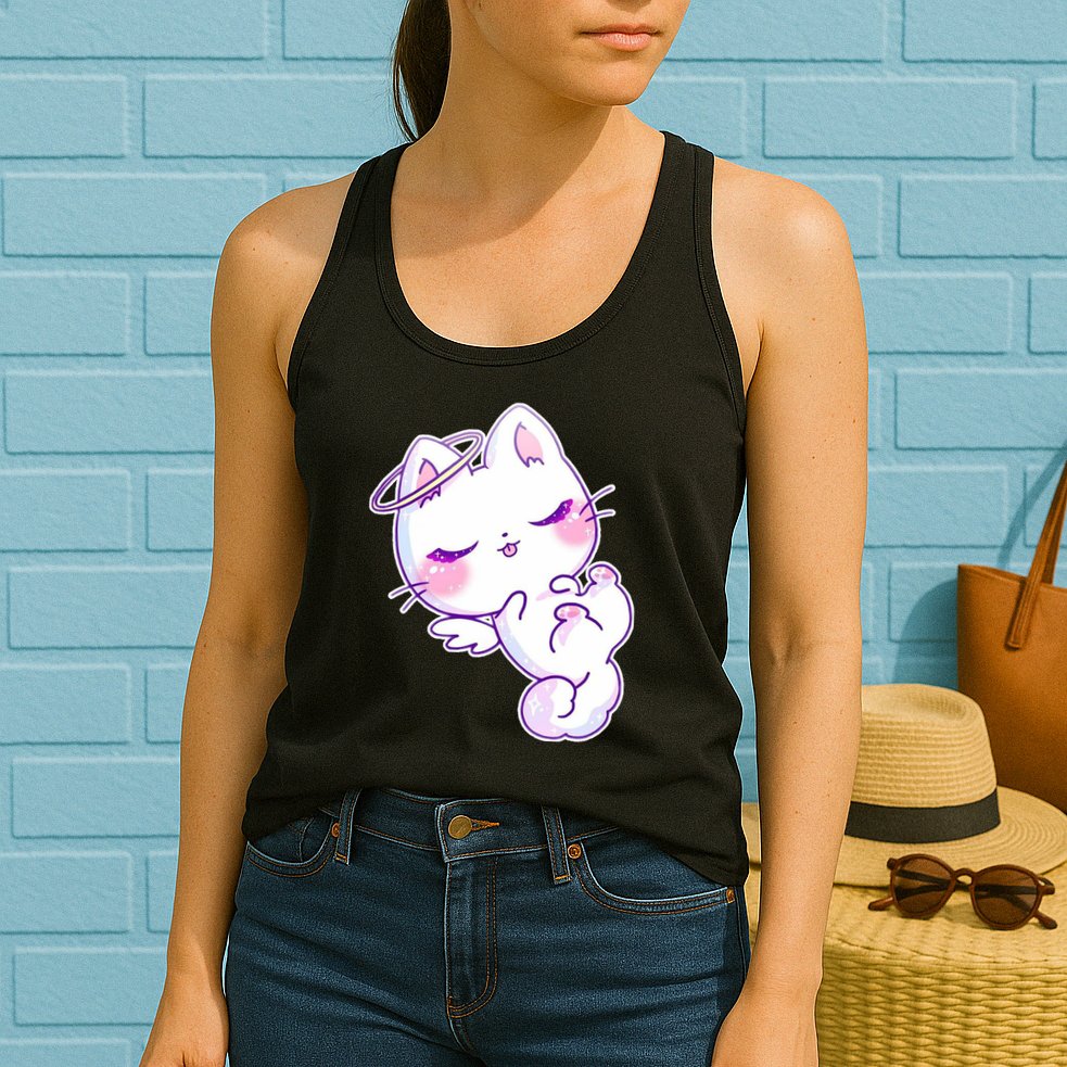 Cute Kitten Angel Womens Tank Top