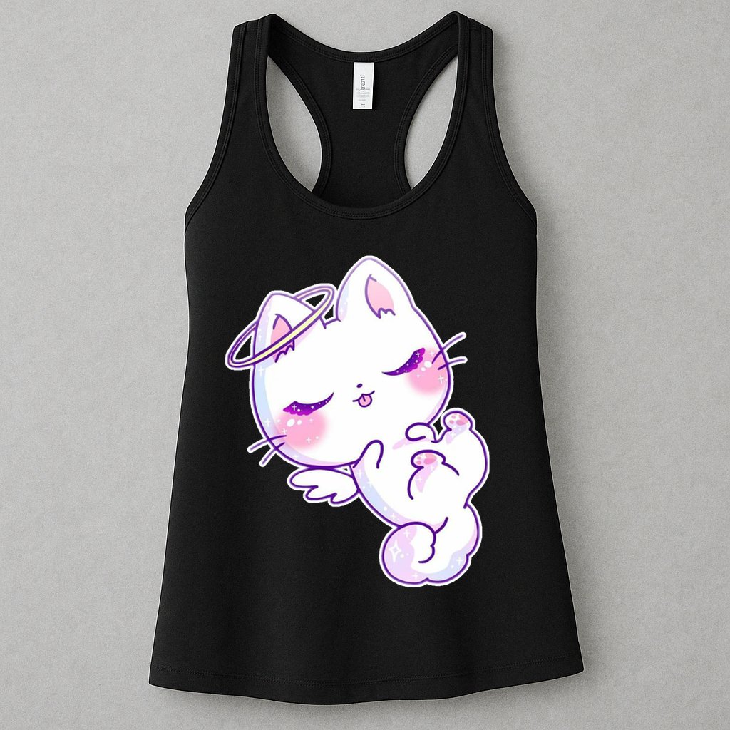 Cute Kitten Angel Womens Tank Top