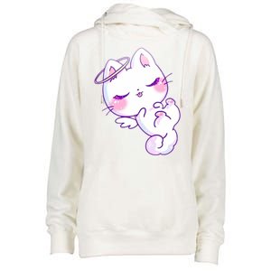 Cute Kitten Angel Womens Funnel Neck Pullover Hood