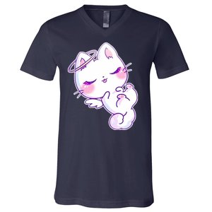 Cute Kitten Angel V-Neck T-Shirt