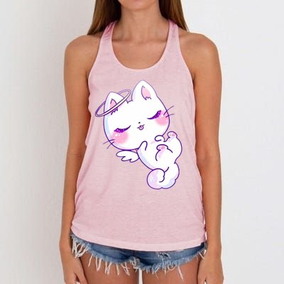 Cute Kitten Angel Women's Knotted Racerback Tank