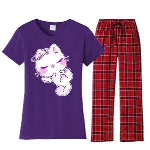 Cute Kitten Angel Women's Flannel Pajama Set