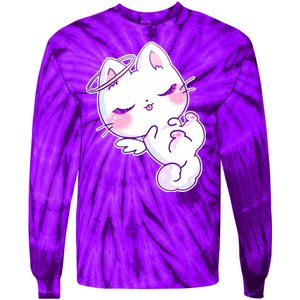 Cute Kitten Angel Tie-Dye Long Sleeve Shirt