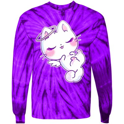 Cute Kitten Angel Tie-Dye Long Sleeve Shirt