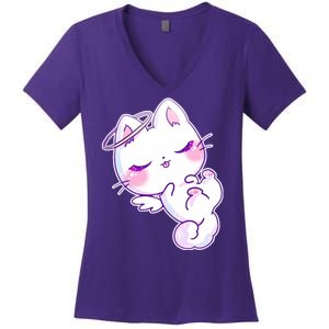 Cute Kitten Angel Women's V-Neck T-Shirt