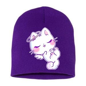 Cute Kitten Angel Short Acrylic Beanie