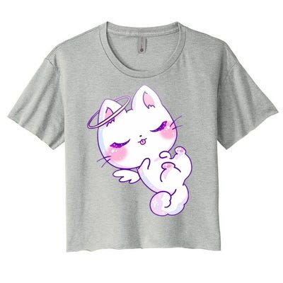 Cute Kitten Angel Women's Crop Top Tee