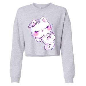 Cute Kitten Angel Cropped Pullover Crew