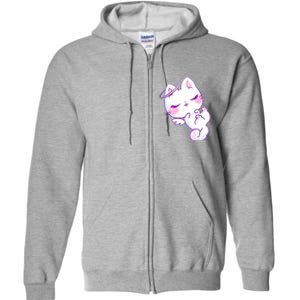 Cute Kitten Angel Full Zip Hoodie