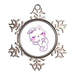 Cute Kitten Angel Metallic Star Ornament