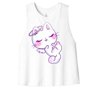 Cute Kitten Angel Women's Racerback Cropped Tank