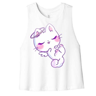 Cute Kitten Angel Women's Racerback Cropped Tank