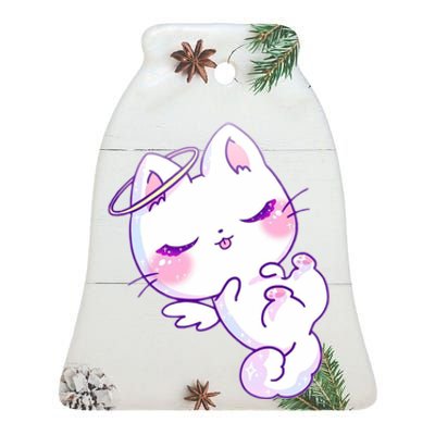 Cute Kitten Angel Ceramic Bell Ornament