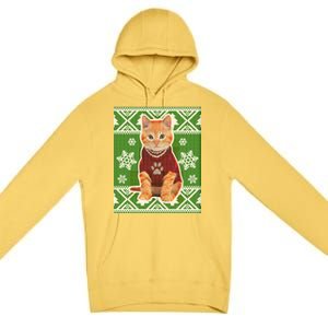 Cute Kitten Ugly Christmas Premium Pullover Hoodie