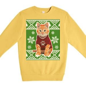 Cute Kitten Ugly Christmas Premium Crewneck Sweatshirt