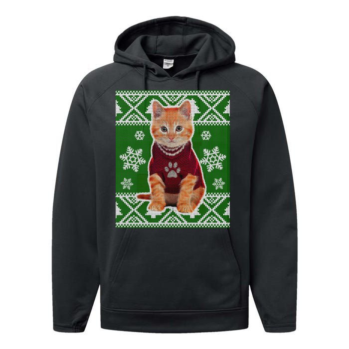 Cute Kitten Ugly Christmas Performance Fleece Hoodie