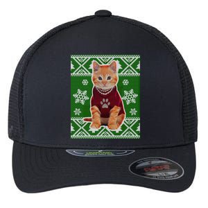 Cute Kitten Ugly Christmas Flexfit Unipanel Trucker Cap