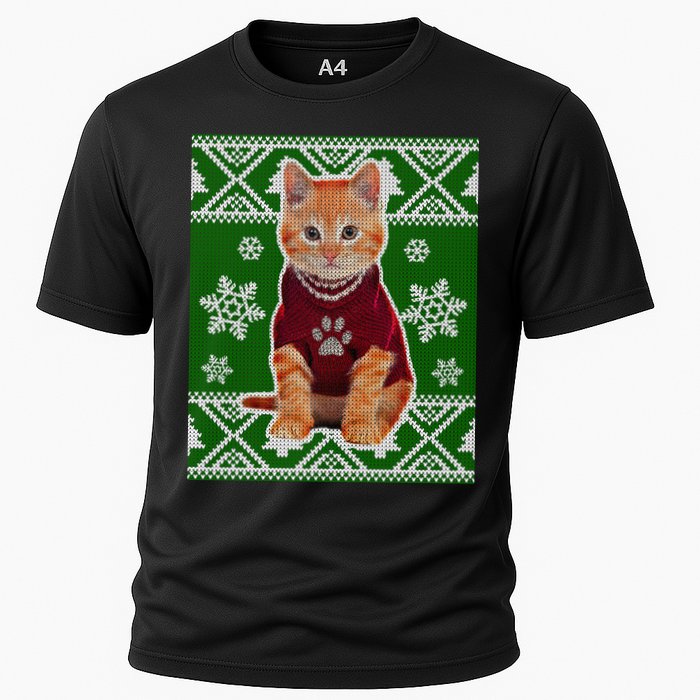 Cute Kitten Ugly Christmas Cooling Performance Crew T-Shirt