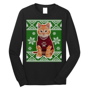 Cute Kitten Ugly Christmas Long Sleeve Shirt