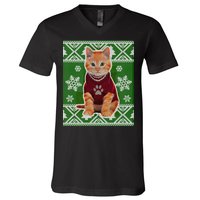 Cute Kitten Ugly Christmas V-Neck T-Shirt