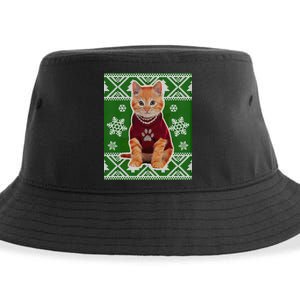 Cute Kitten Ugly Christmas Sustainable Bucket Hat