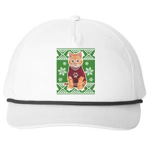 Cute Kitten Ugly Christmas Snapback Five-Panel Rope Hat