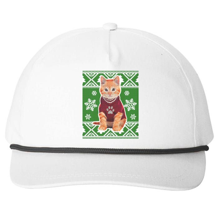 Cute Kitten Ugly Christmas Snapback Five-Panel Rope Hat