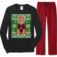 Cute Kitten Ugly Christmas Long Sleeve Pajama Set