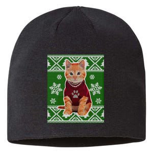 Cute Kitten Ugly Christmas Sustainable Beanie