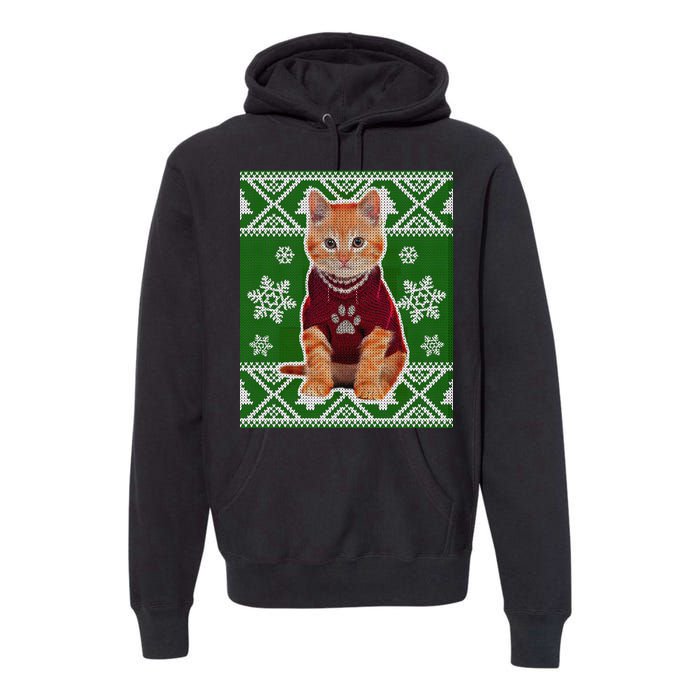 Cute Kitten Ugly Christmas Premium Hoodie