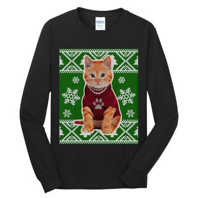 Cute Kitten Ugly Christmas Tall Long Sleeve T-Shirt