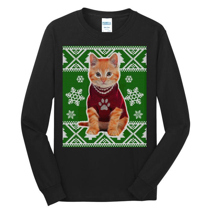 Cute Kitten Ugly Christmas Tall Long Sleeve T-Shirt