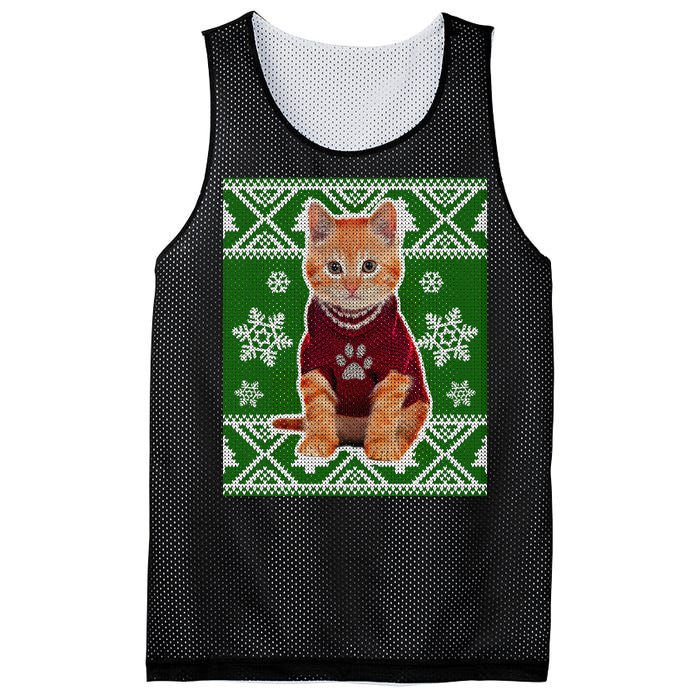 Cute Kitten Ugly Christmas Mesh Reversible Basketball Jersey Tank