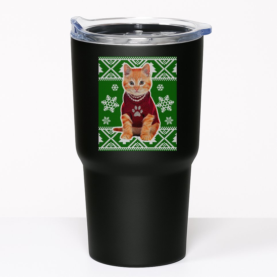 Cute Kitten Ugly Christmas Tumbler
