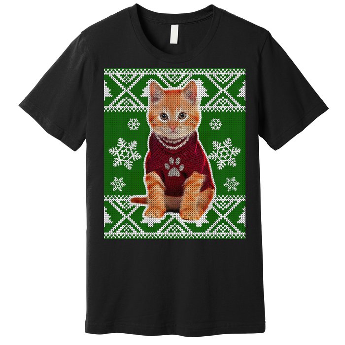 Cute Kitten Ugly Christmas Premium T-Shirt