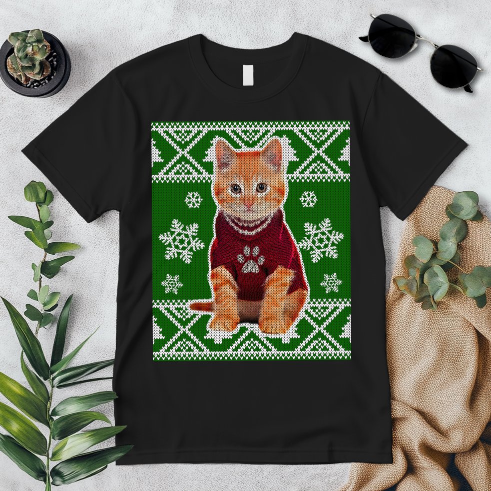 Cute Kitten Ugly Christmas Premium T-Shirt