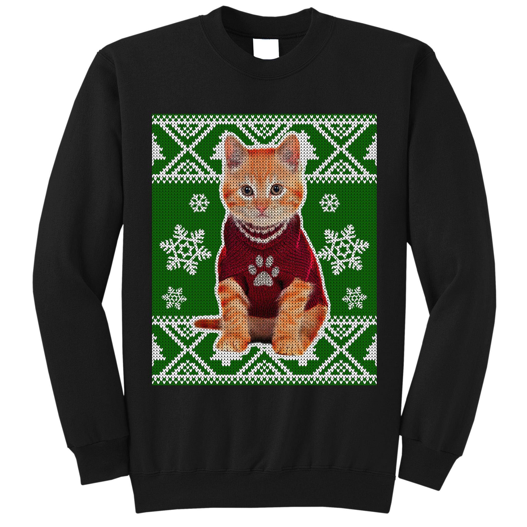 Cute Kitten Ugly Christmas Tall Sweatshirt
