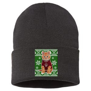 Cute Kitten Ugly Christmas Sustainable Knit Beanie