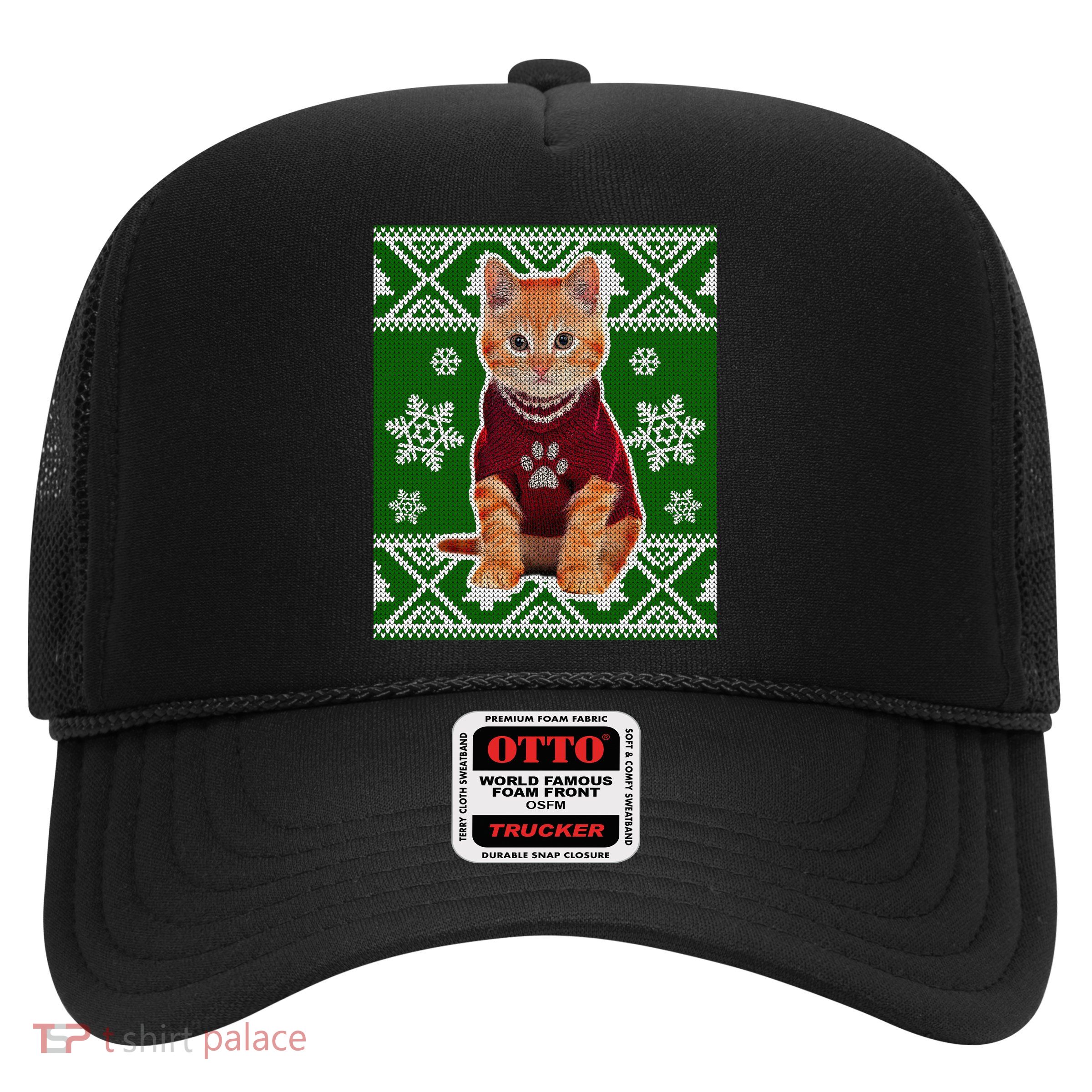 Cute Kitten Ugly Christmas Trucker Hat