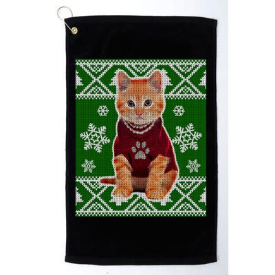 Cute Kitten Ugly Christmas Golf Towel