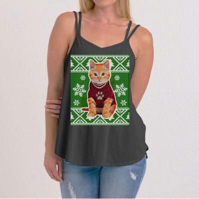 Cute Kitten Ugly Christmas Women's Strappy Tank