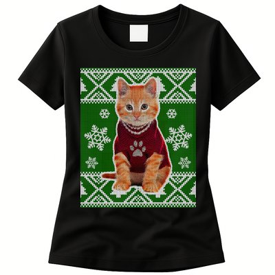 Cute Kitten Ugly Christmas Womens T-Shirt