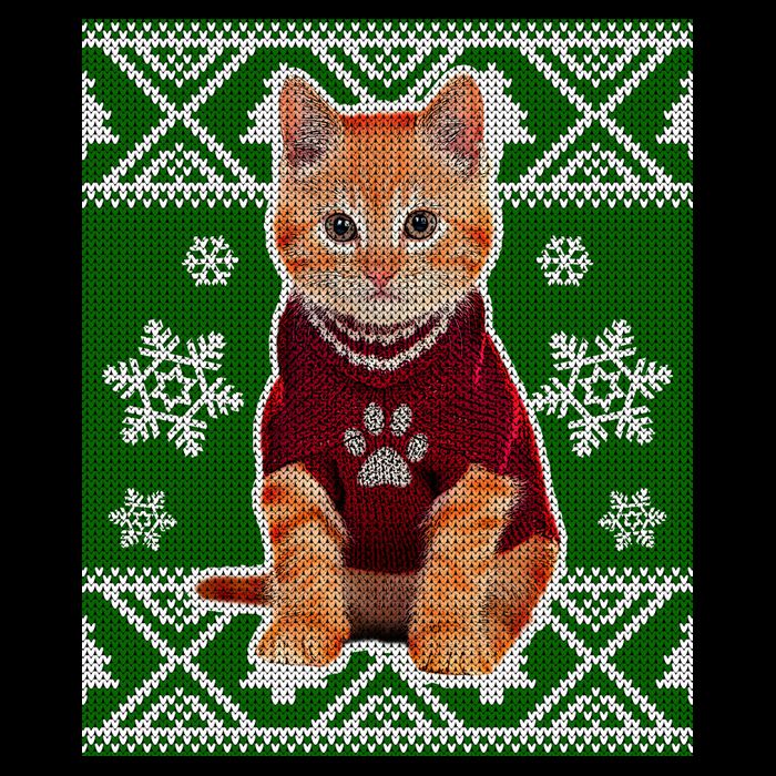 Cute Kitten Ugly Christmas Wool Snapback Cap
