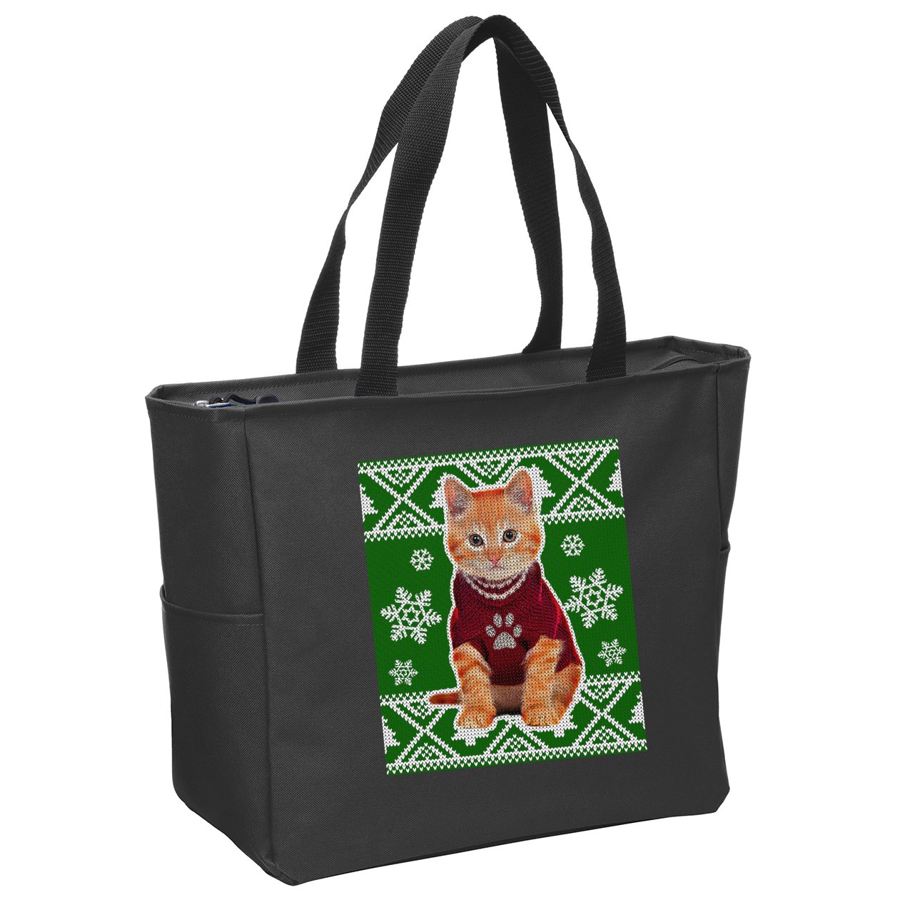 Cute Kitten Ugly Christmas Zip Tote Bag