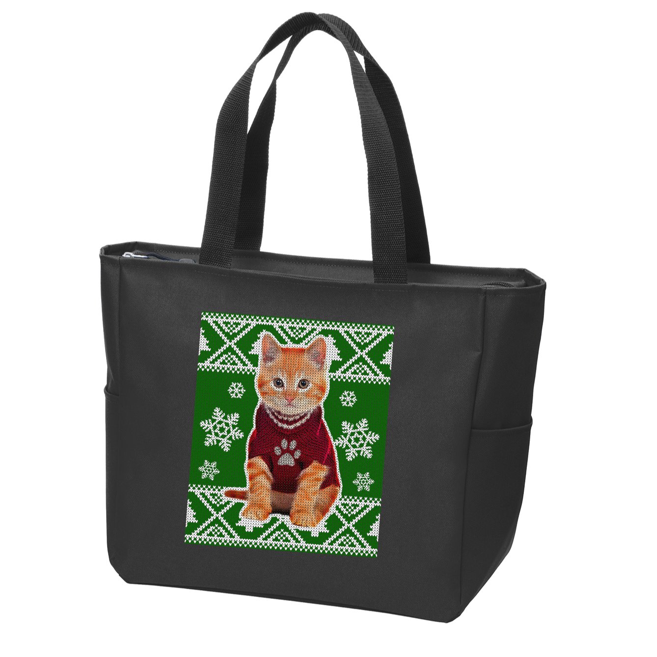 Cute Kitten Ugly Christmas Zip Tote Bag
