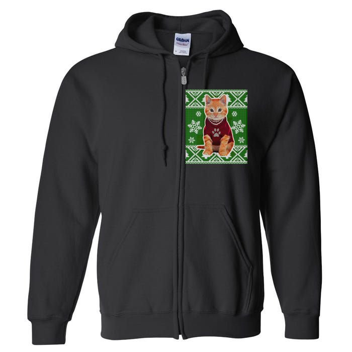 Cute Kitten Ugly Christmas Full Zip Hoodie