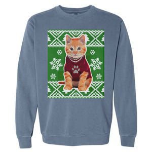 Cute Kitten Ugly Christmas Garment-Dyed Sweatshirt