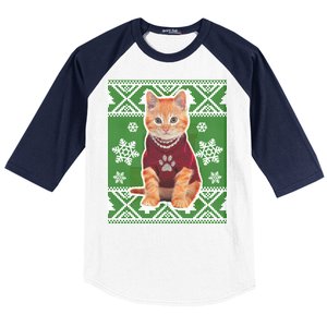 Cute Kitten Ugly Christmas Baseball Sleeve Shirt